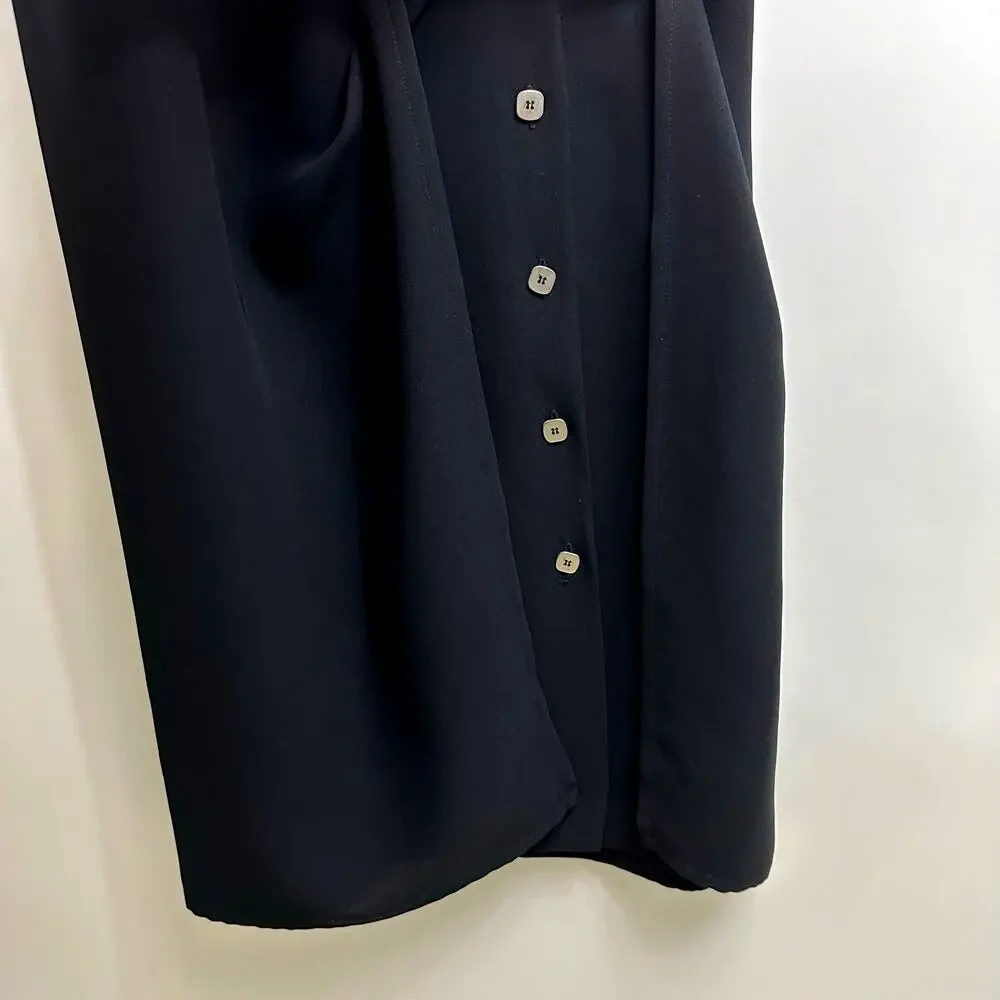 Jones New York Vintage 90s Black Crepe Floor Length Tall Modest Dress Size 10